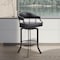 Armen Living Pharaoh Swivel 26" Black Powder Coated and Black Faux Leather Metal Bar Stool 721535743315 - alternate 5